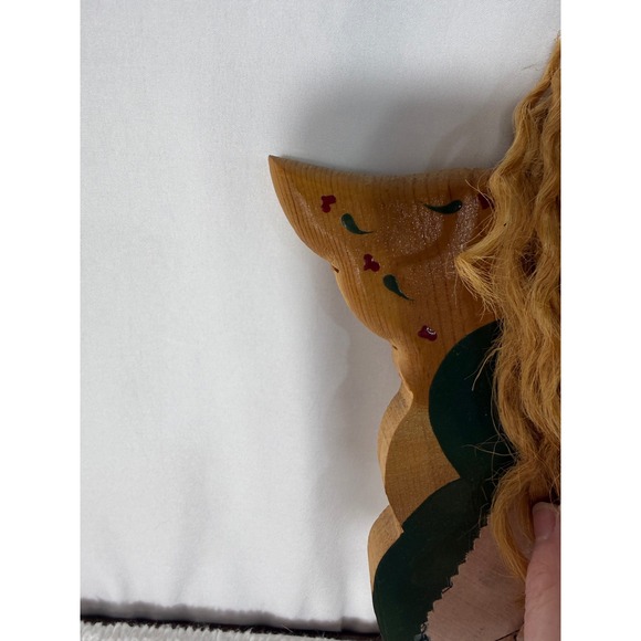 VTG Handmade Guardian Angel Wooden Wall Hanging Green Heart Rustic Decor - Picture 4 of 9